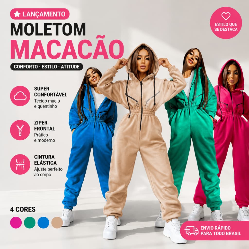 2026 Esportes Casual Manga Comprida Feminino Zíper Decoração Macacão Com Capuz Terno De Uma Peça
