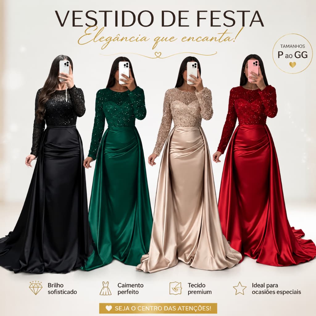 Vestido de jantar leve e luxuoso com lantejoulas, manga comprida, versão atmosférica, excelente anfitrião da Aura, vesti