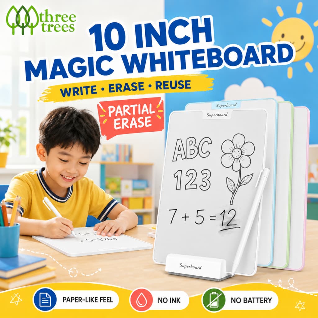 Quadro Branco Mágico Sem Papel De 10 Polegadas Com Apagamento Parcial | Prancheta Magnética Reutilizável Tinta , Bateria