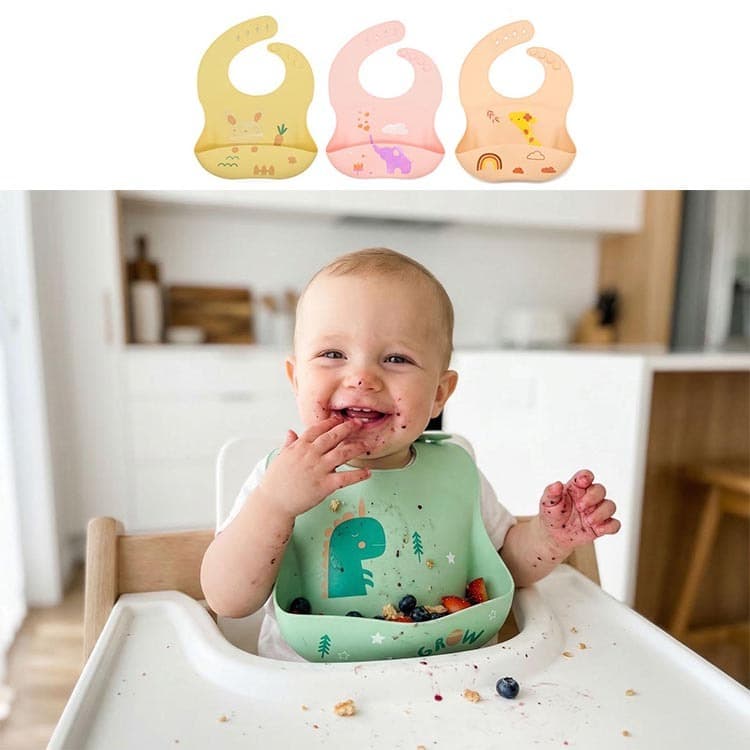 Babador de Silicone/babador de toalha de Saliva para bebê Anti-sujeira para alimentos complementares à prova d'água