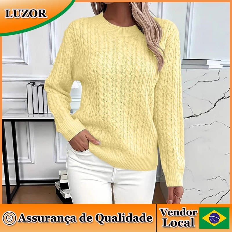Em torno do pescoço torção engrossado camisola feminina outono inverno novo estilo camisola cor sólida topo Bottoming ca