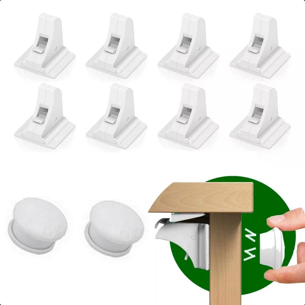 Kit de trava magnética de segurança para armários infantis (4 travas + 1 chave)