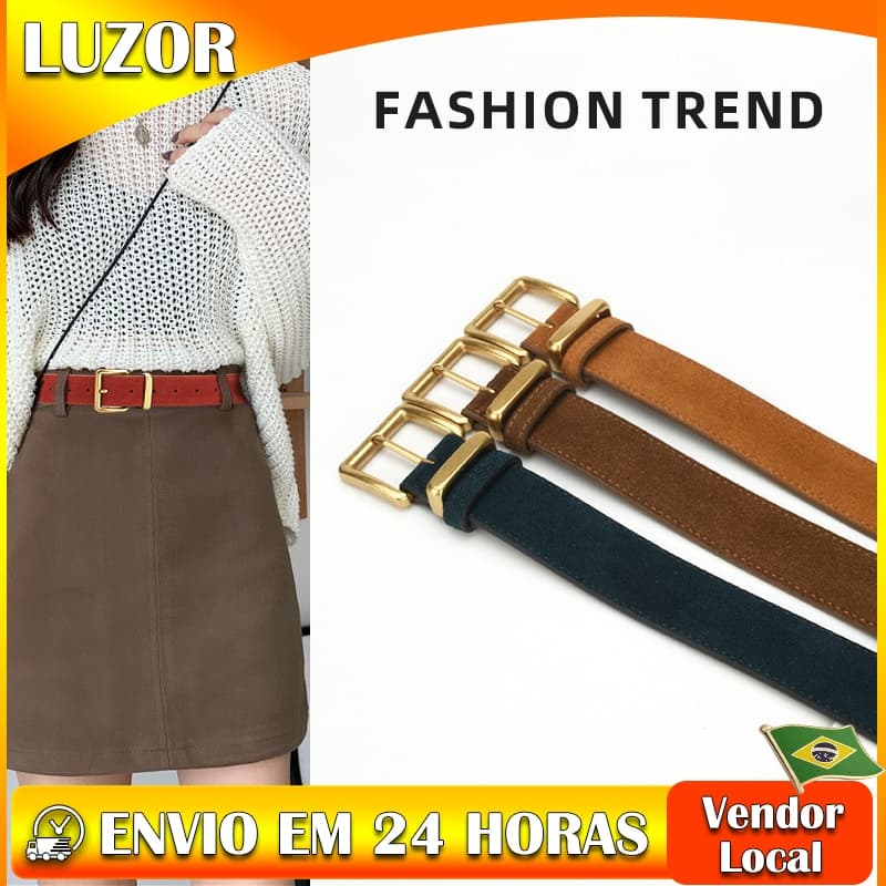 Pin fivela cinto feminino moda simples All-Match vestido Jeans decoração couro genuíno fosco cinto feminino
