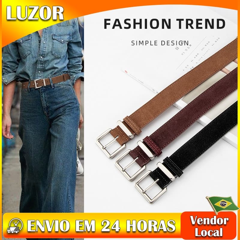 Cinto retrô feminino de couro genuíno de alta qualidade camurça fosca suéter saia Jeans