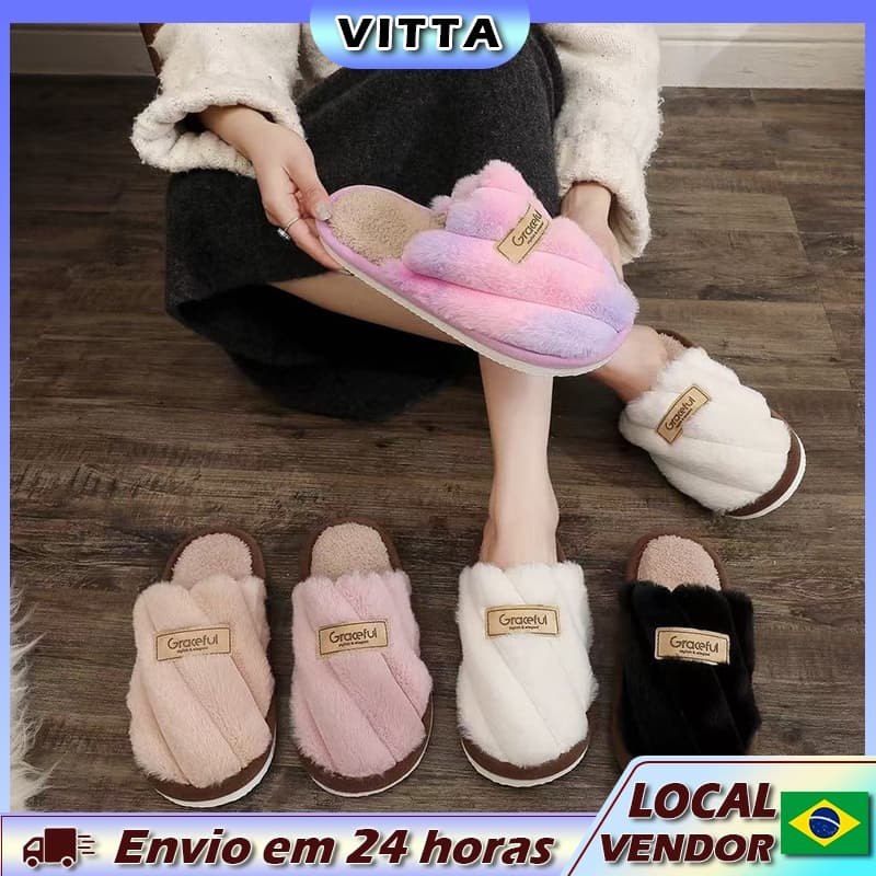VITTA Baotou Multicolor Home Chinelos Senhoras Esfregona de chão interno Casa Senhoras Esfregona peluda