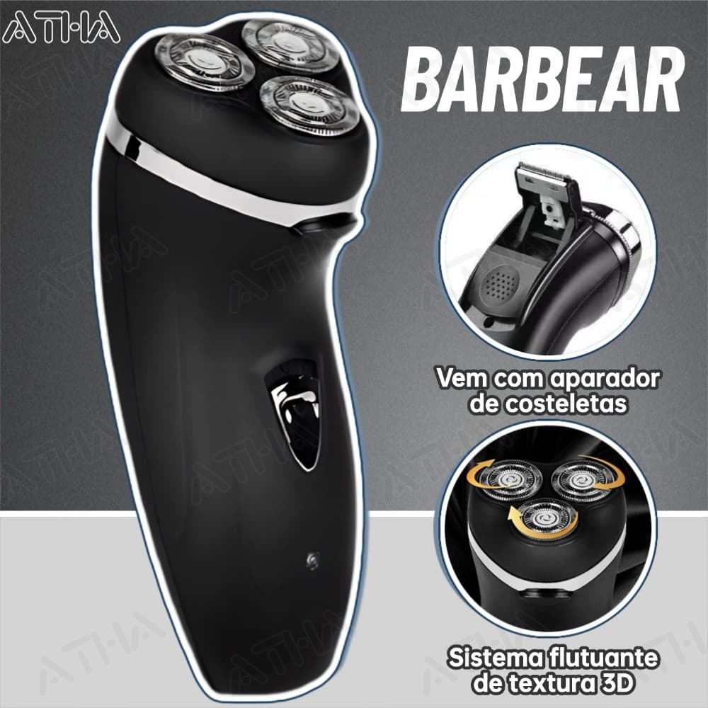 Máquina De Barbear Masculina Recarregável 220V 4D 3 Cabeças | TDU 220V Homens Elétrico Barbeador De Barba De Cabeça