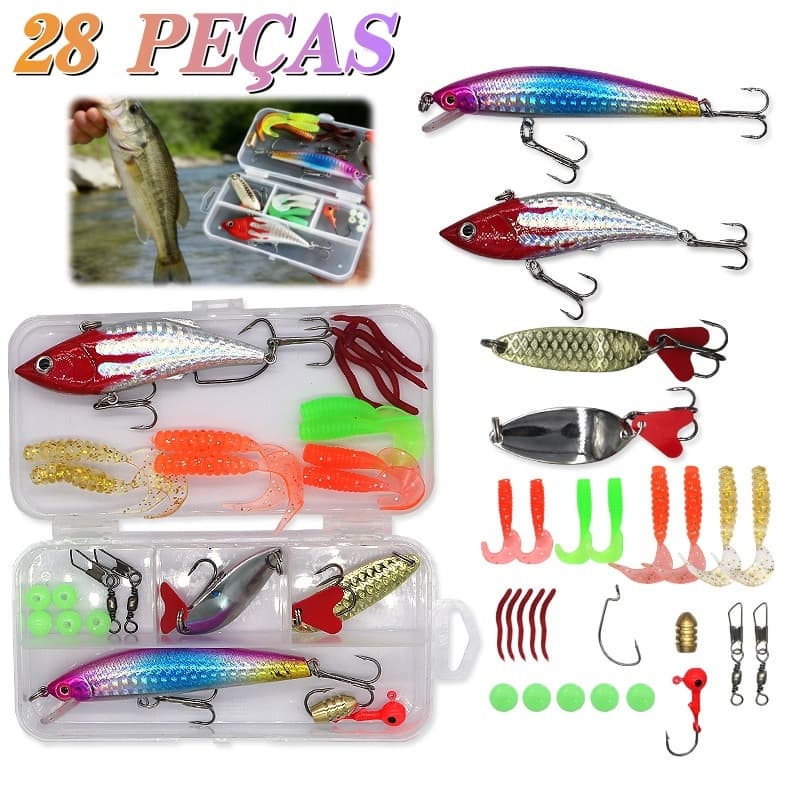 Novo 28 Pçs Empilhadores De Pesca De Minnow Colher De Iscas 3D Plástico Wiggle Isca Acessórios De Pesca