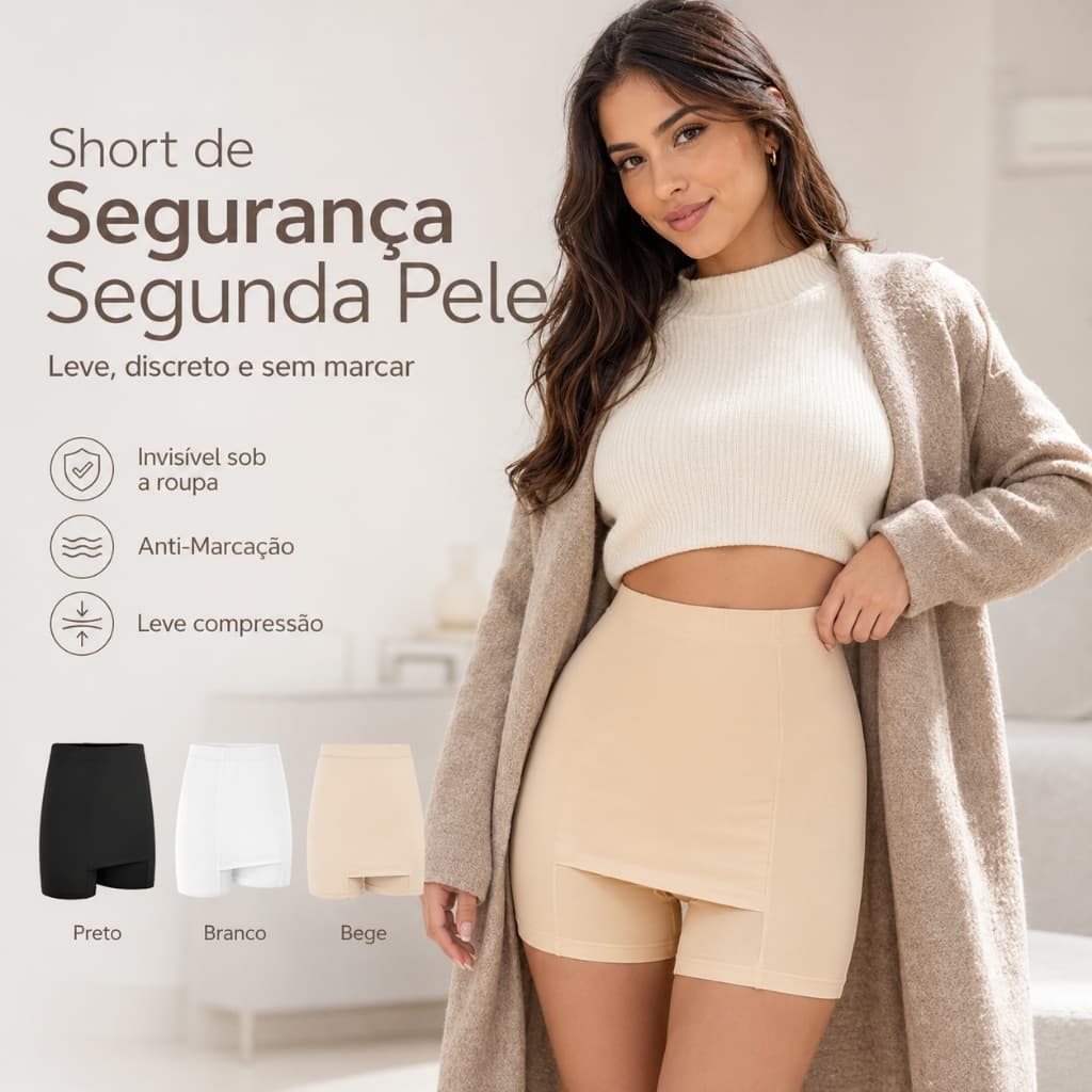 Bermuda Modeladora Leve Anagua Inverno Short Invisivel Conforto Sem Marcar Segunda Pele