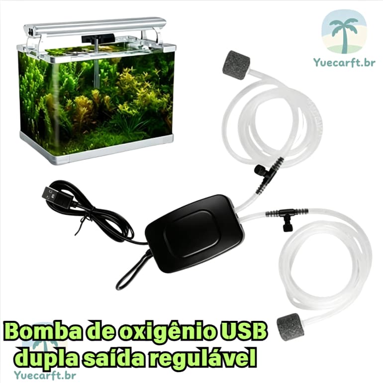 Mini Bomba de Oxigênio para Aquário – USB Portátil Silenciosa, Economizadora de Energia