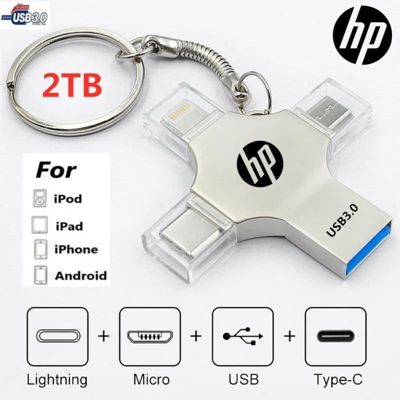 2TB 4-Em-1 1TB flash drive USB 3.0 Memória Vara OTG Pendrive Velocidade Rápida Tipo-C Para i/O/S/Tablet/Android/Smartpho