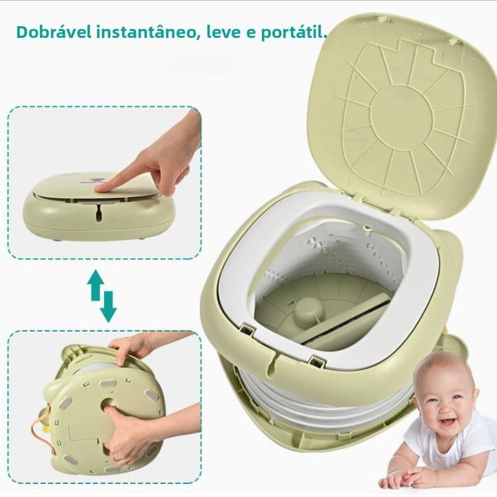 Vaso sanitário dobrável portátil, tamanho pequeno, fácil de usar