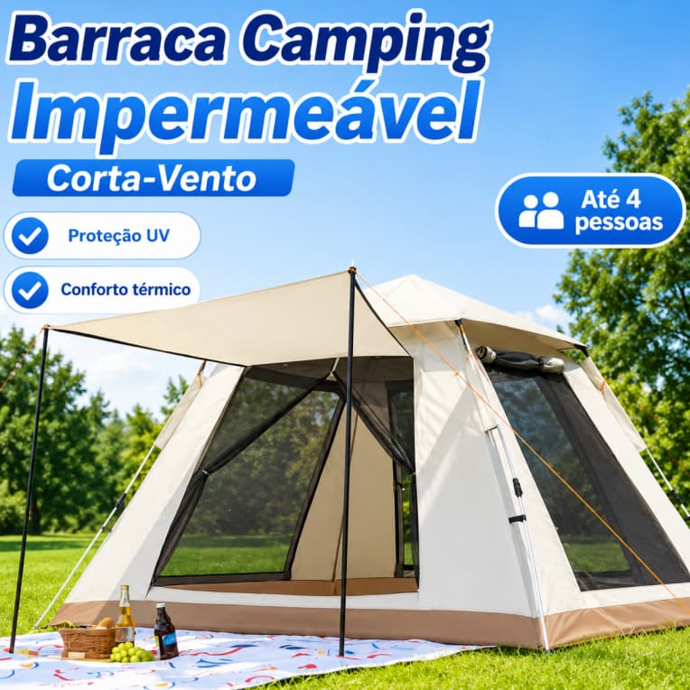 Barraca de Acampamento Automática 1-4 Pessoas à Prova D'água para Viagens ao Ar Livre