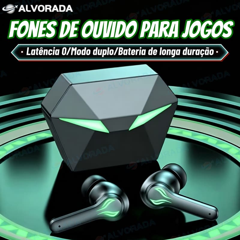 Fone Tws Bluetooth Gamer 5.4 Intra-auriculares A' Gold FN-B25B Com cancelamento de ruído Bateria de longa duração-ALV