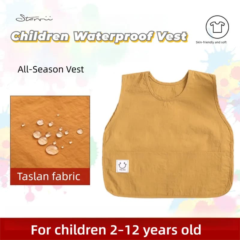 Avental Impermeável Estilo Colete Infantil Sem Mangas , Respirável , Leve , Resistente A Manchas , Babador Para Comer ,