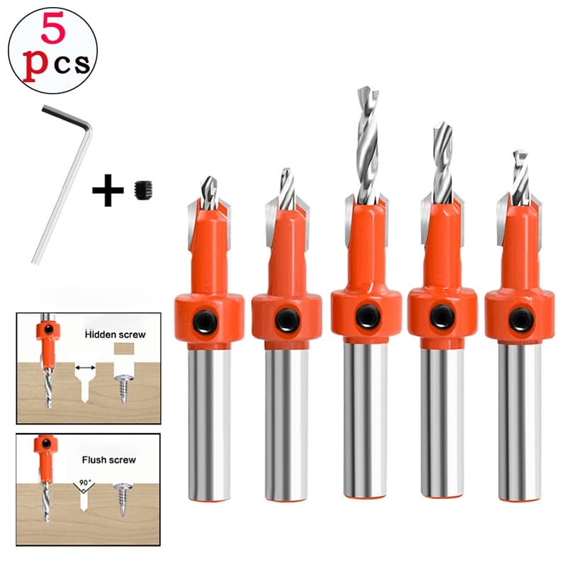 Kit Com 5 Broca/Fresa Escariador Para Madeira 8mm/10mm