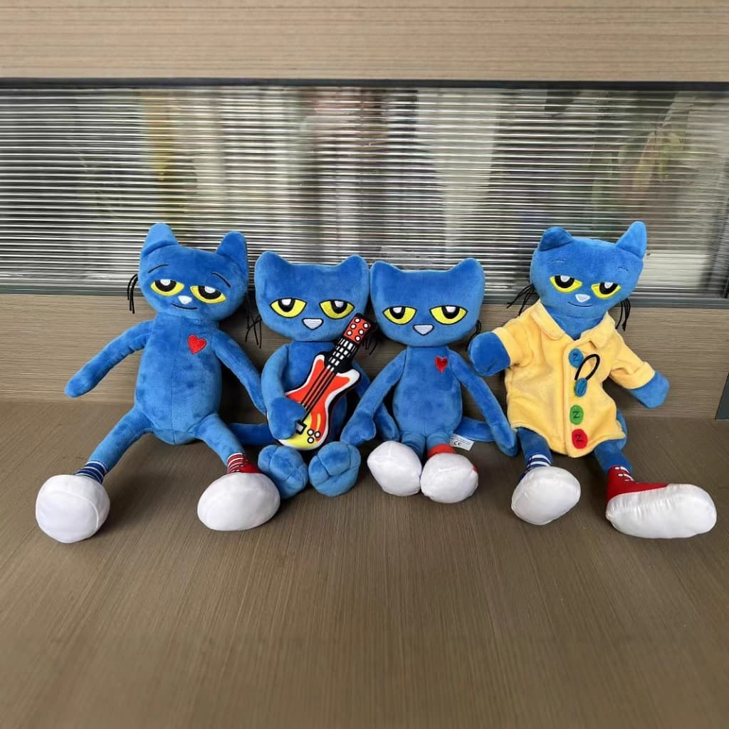 Pete the Cat Pelúcia Fantoche de Mão Boneco Educativo Gato Azul Brinquedo Infantil Presente