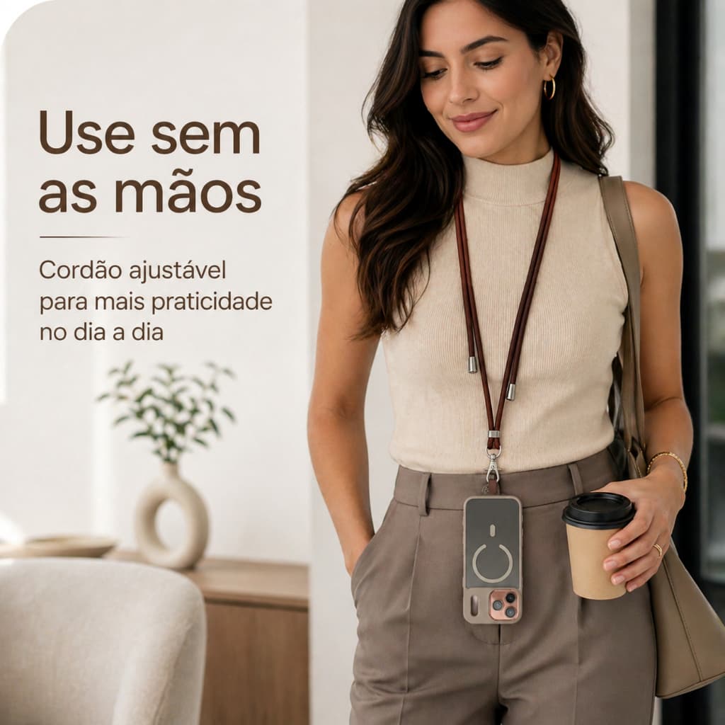 Capinha Anti‑Queda Magnética Com Cordão Removível Proteção Câmera Metal iphone17/16/15/14/13
