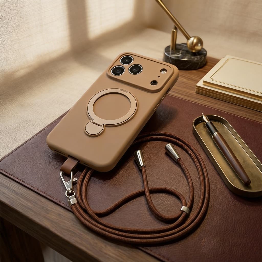 Capa protetora magnética para telefone com cordão e suporte de anel adequada para iPhone17/16/15/14