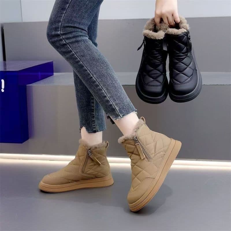 Venda quente inverno novo estilo duplo zíper mais veludo engrossado botas de neve moda feminina All-match quente mãe sap