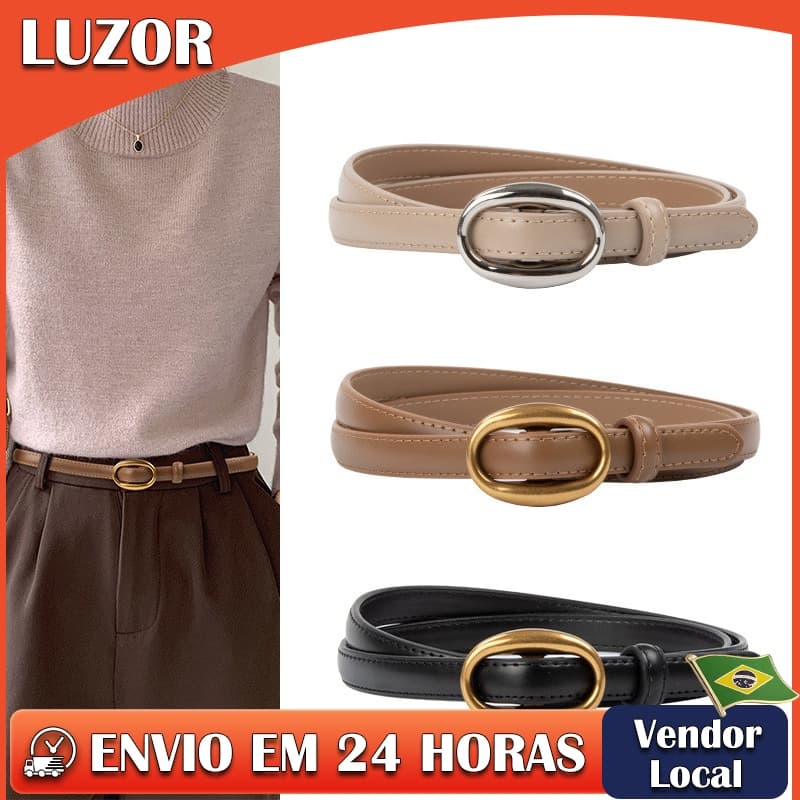 Cinto fino feminino de couro genuíno com Jeans calças casuais decoração cinto não poroso feminino