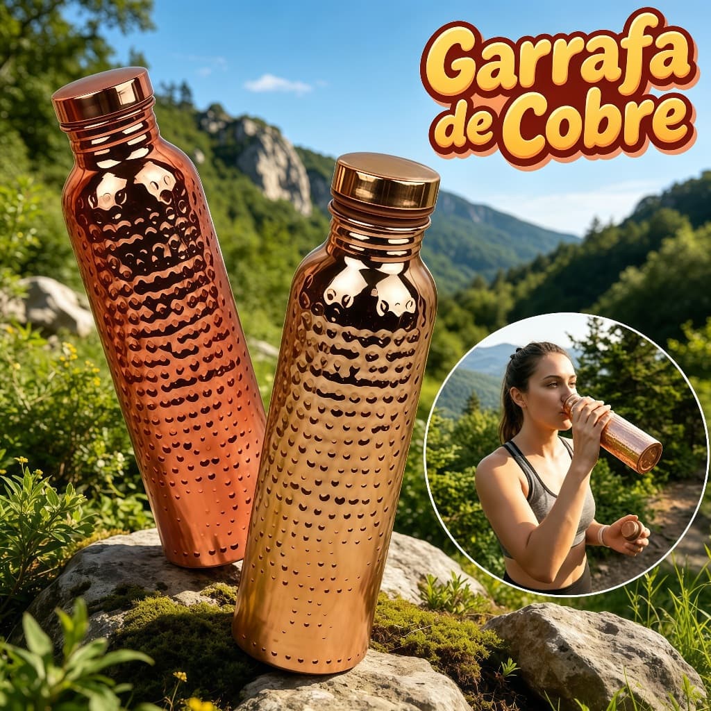 800ml Garrafa de Cobre Ayurvédica Feita à Mão Anti Vazamento para Hidratação no Esporte e Academia