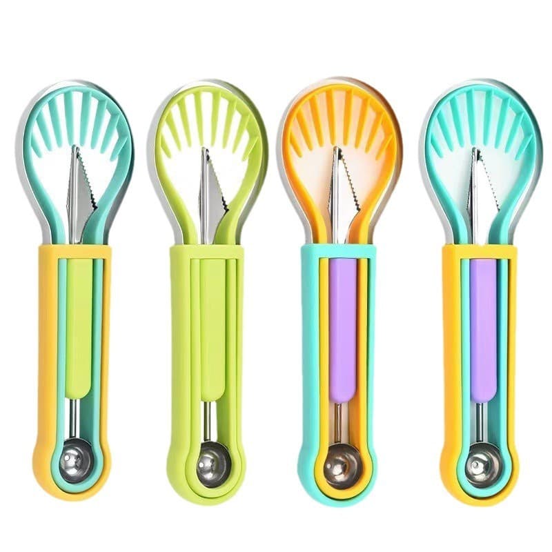 Colher Raspador De Frutas De Aço Inoxidável Com Duas Extremidades/Melancia/Sorvete Para Cozinha