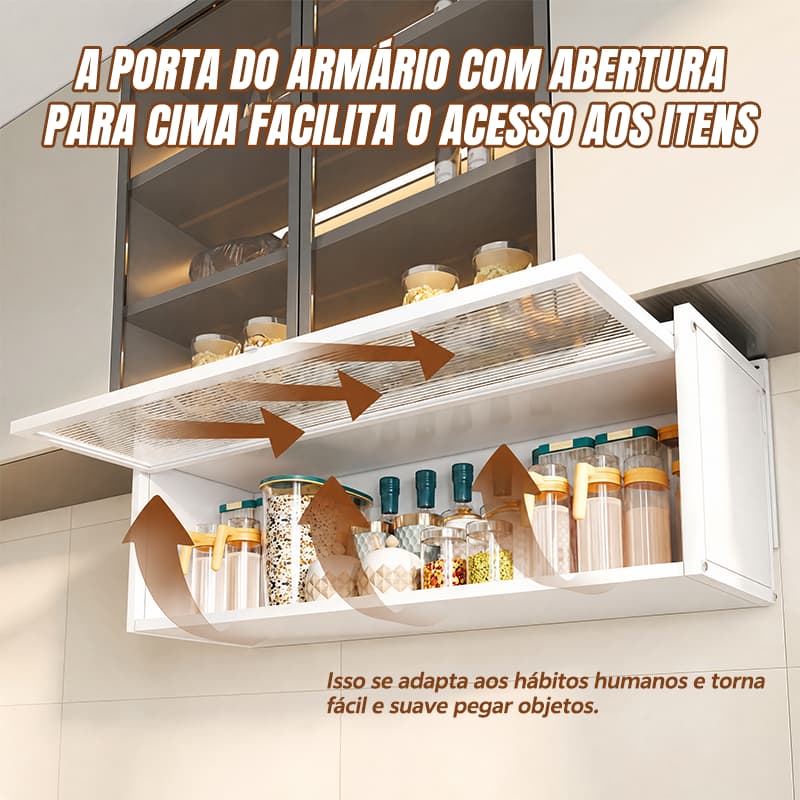 Armário De Temperos Metálico Totalmente Fechado Para Montagem Na Parede Com painel suspenso 65/85cm