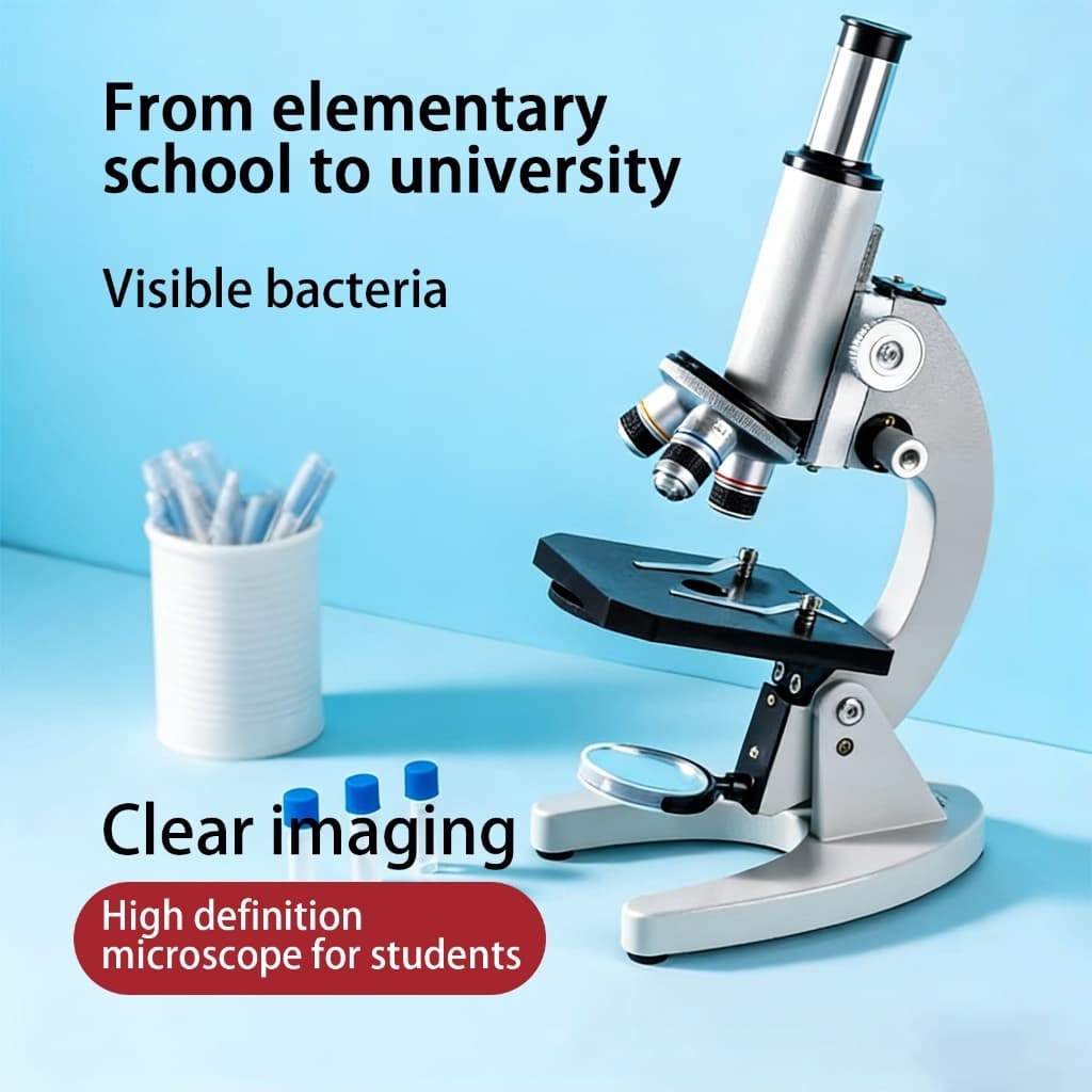Estudante experimento microscópio profissional experimento científico HD óptico grau profissional ensino crianças Micro