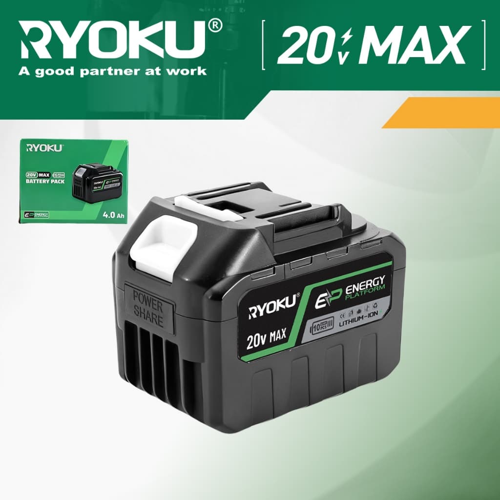 Bateria De Íon De Lítio RYOKU 20V 4.0A Para Ferramentas Elétricas Sem Fio