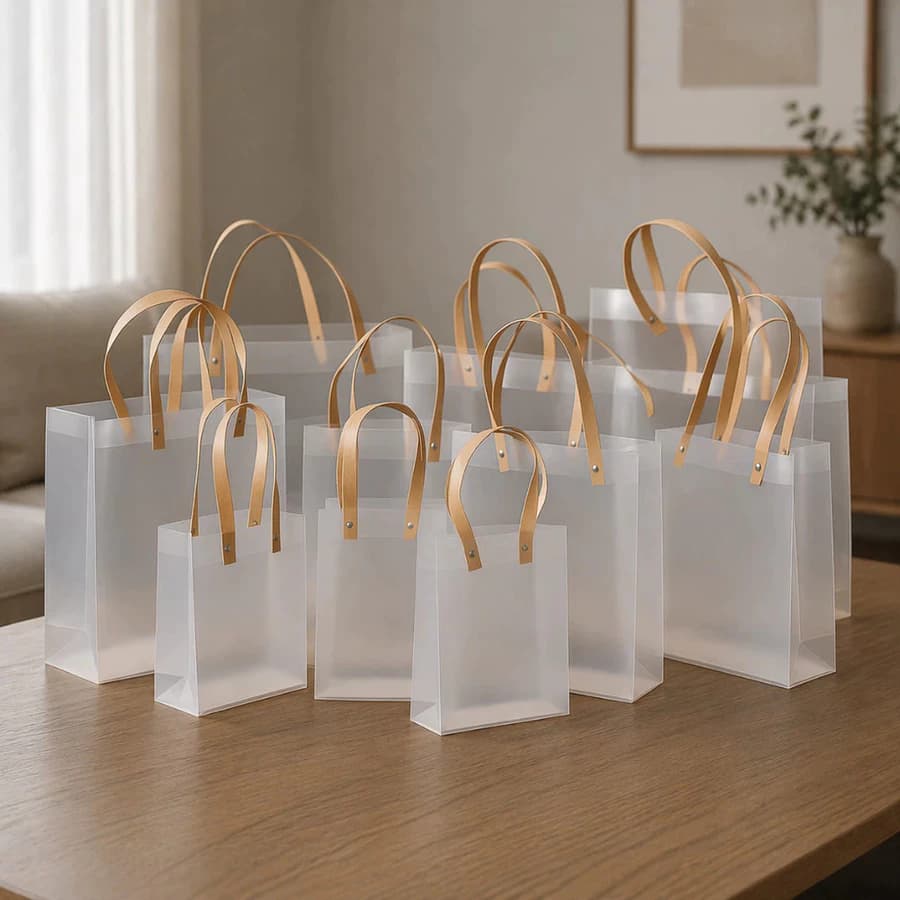 10-30pcs Saco de presente de plástico transparente fosco Saco de embalagem de decoração de lembrança