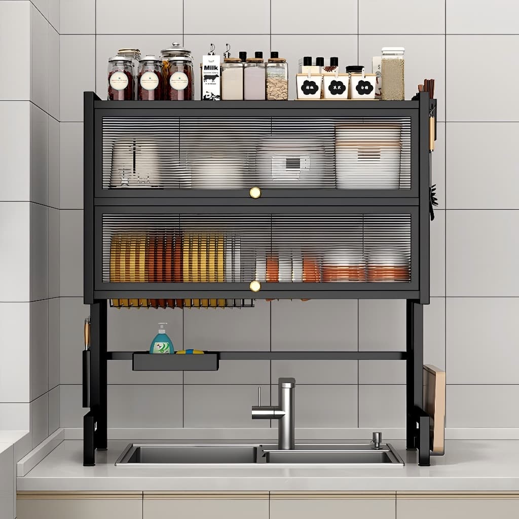 65/85/105cm Suporte Modular Autoportante Suspenso para Cozinha, Escorredor de Utensílios