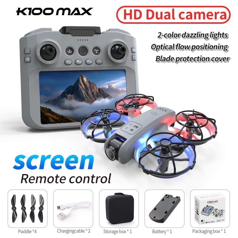 Mini Drone K100MAX Com Câmeras Duplas 180 ° Sensor Para Estabilização De Fluxo Óptico Inteligente 360 Evitar Obstáculos