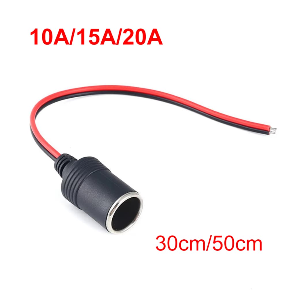 Cabo Carregador De Isqueiro Do Carro 12V 24V 10A 15A 20A Fêmea Tomada Conector Adaptador 30cm 50cm De Extensão De Carreg