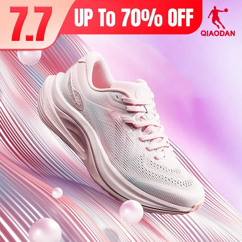 Qiaodan Wide Mulheres Tênis De Corrida Pés Largo Absorção De Choque Respirável Macio Leve QDB022252292-&