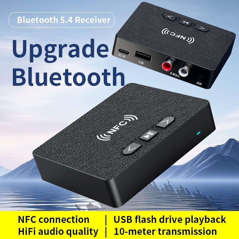 2 Em 1 Avião Adaptador Sem Fio Microfone NFC Bluetooth 5.4 Receptor De Áudio 3.5mm AUX Jack Para TV Carro kit Alto-Falan