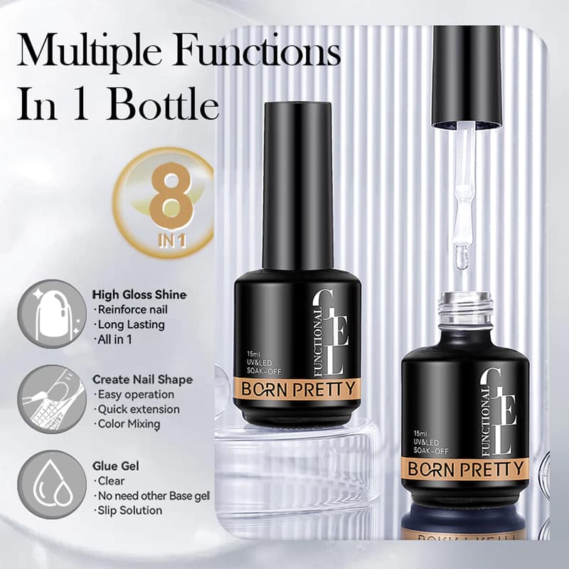 BORN PRETTY 15ml Super Top Coat Função Unha Polonês Gel Transparente Soak Off UV Unhas Manicure Semi-Permanente