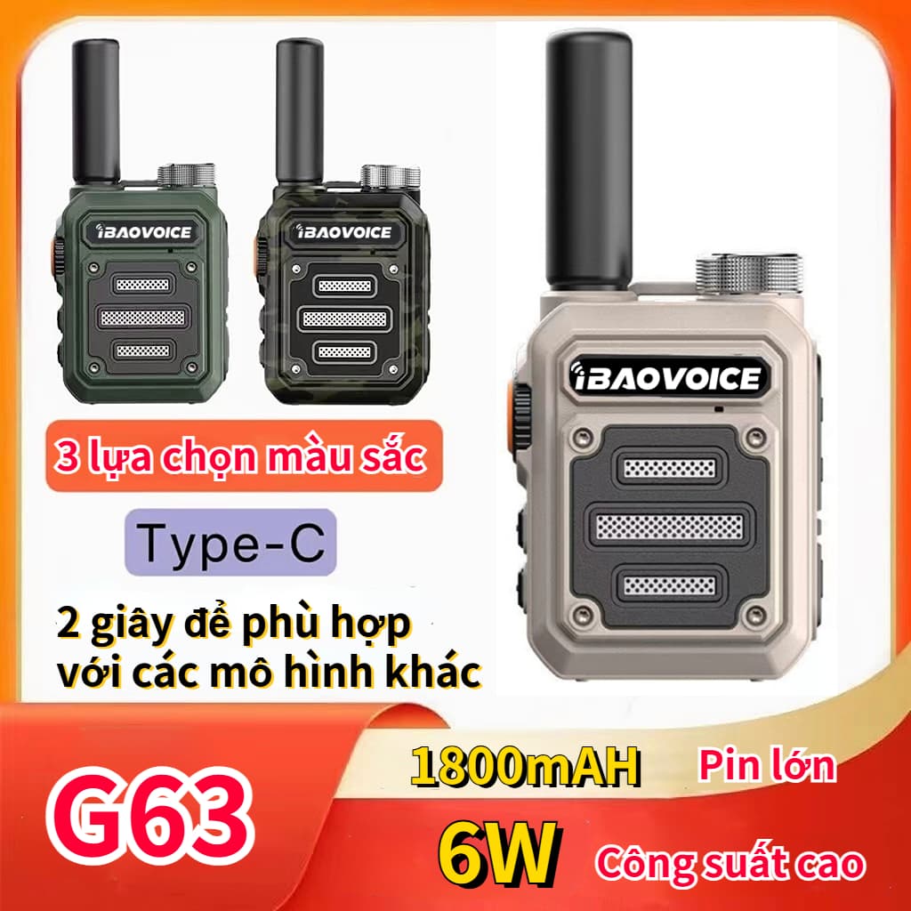 iBAOVOICE Mini Walkie Talkie , Rádio G63 , Função De Frequência De Cópia , UHF 400-470 Mhz , Tempo De Espera Ultralongo