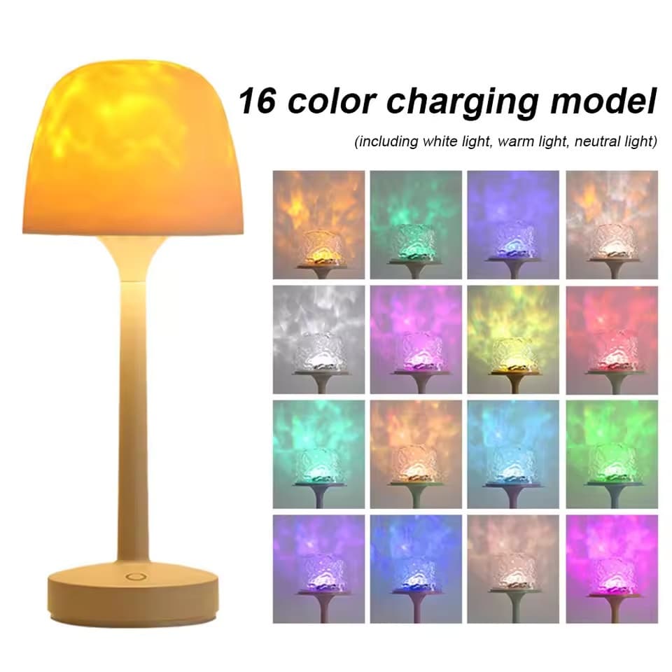 Onda De Água USB Recarregável Luz Noturna & Controle Remoto Sem Fio Decorativo Compatível Atmosfera Quente Para O Quarto