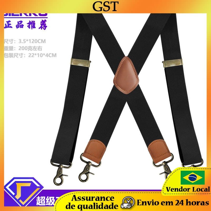Homens adultos 4 clipe elástico cinta em forma de X calças suspensórios cinto Bronze gancho fivela cinta clipe