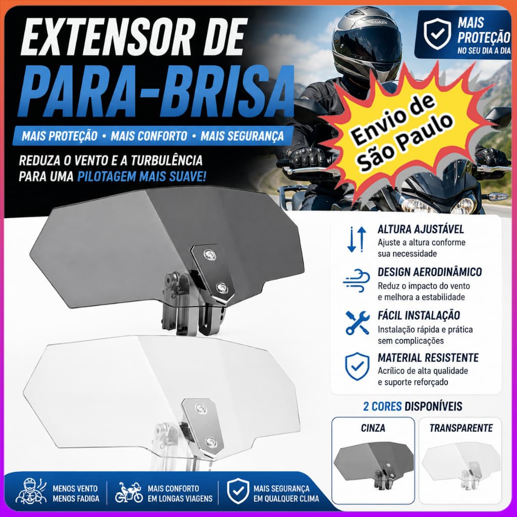 Motocicleta aumentada pequeno pára-brisa Universal ajustável aumentado pára-brisa motocicleta defletor aumentado pequeno
