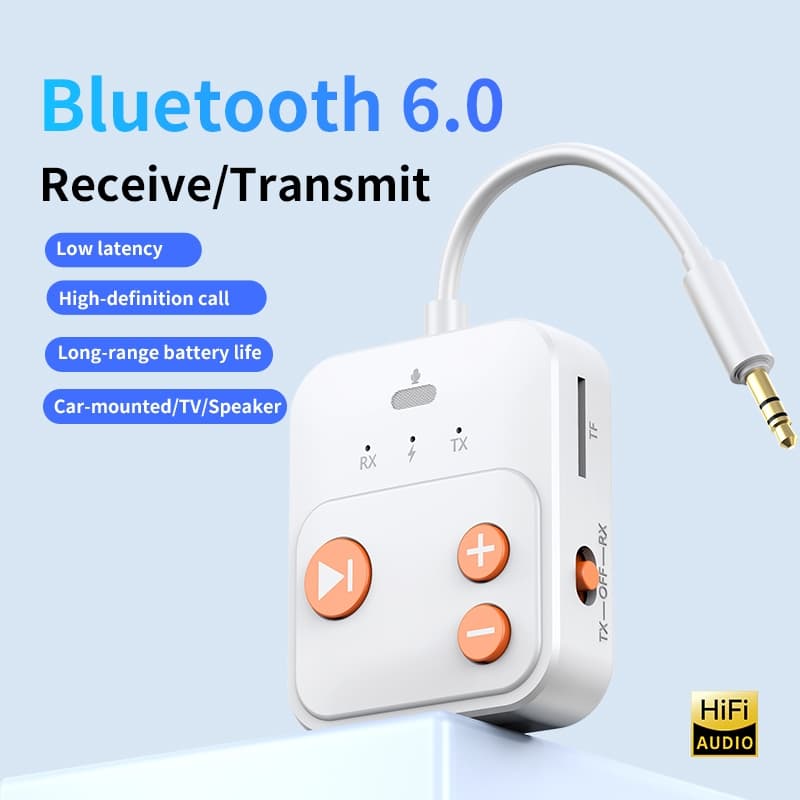 2 Em 1 Receptor Transmissor Compatível Com Bluetooth 6.0 Tipo-C Mudando Adaptador De Áudio Multifuncional 250 MAh Para C