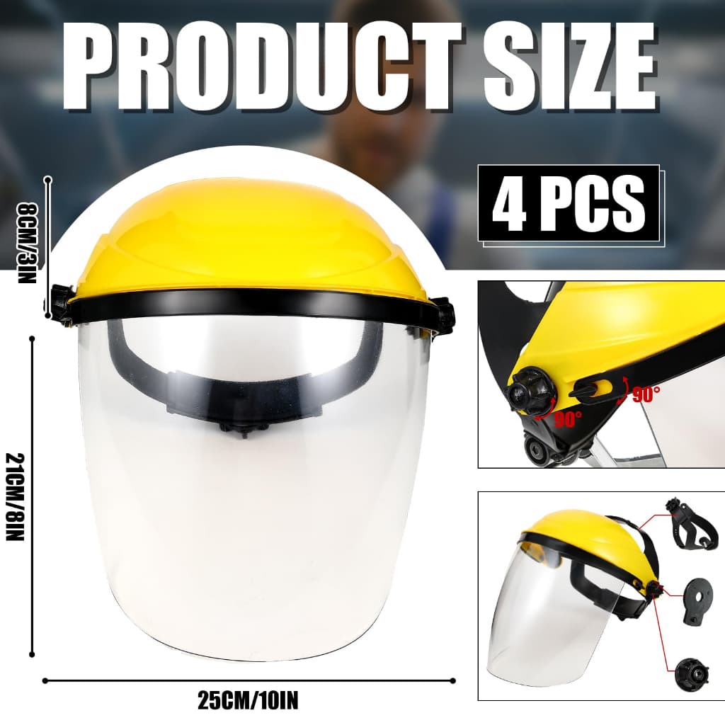 Protetor Facial com Catraca para Roçadeira Proteplus Tela Nylon Face Shield Máscara Proteção Disco Emery Antirrespingo