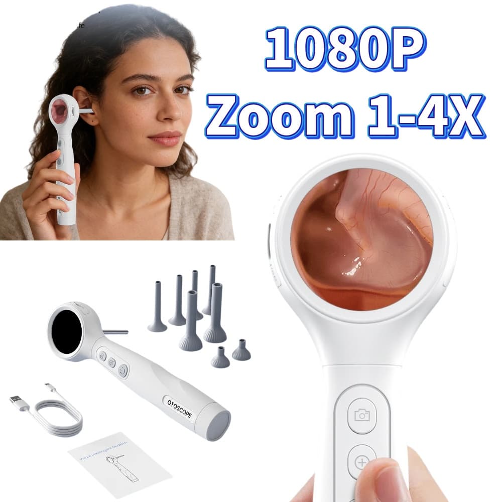 Otoscópio Visual De Escopo De Ouvido 1.38’’ IPS 1080P 4X Zoom Para Ouvido e Nariz