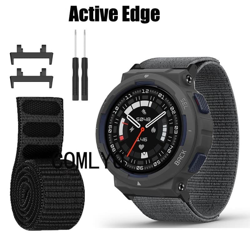 Para O Amazfit Active Edge Strap Nylon Watch Band Hook & Look Pulseira De Cinta Macia Watchband