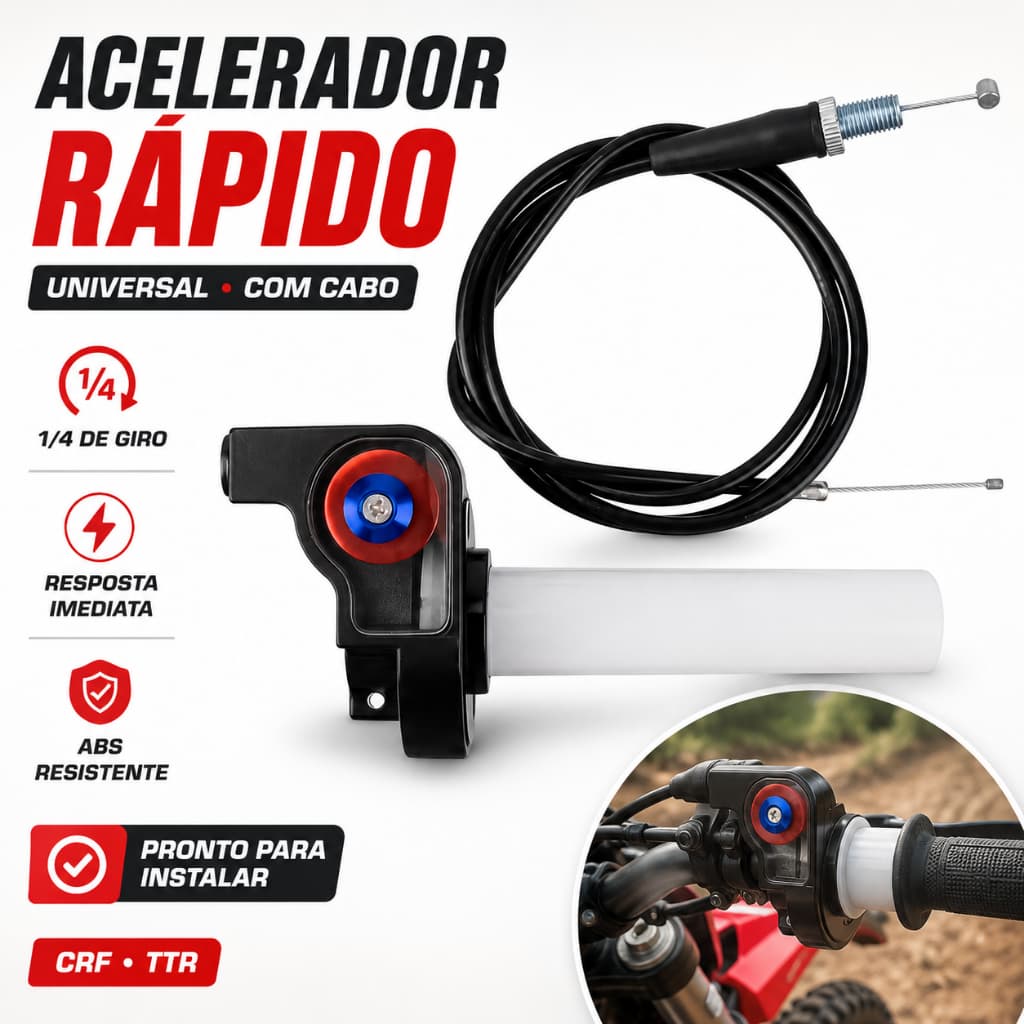 Acelerador Punho Rápido Aluminio Universal + Cabo Crf Ttr