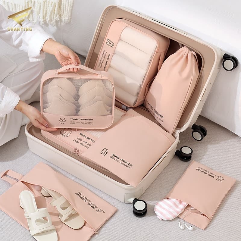 7 Pçs/Set Conjunto Organizador De Viagem Saco De Embalagem De Bagagem Multifuncional Armazenamento Para Roupas Roupa Int