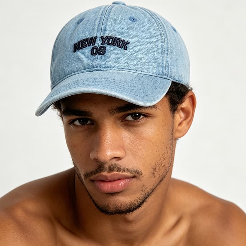 Boné de beisebol com letras bordadas jeans, guarda-sol, chapéu de Cowboy