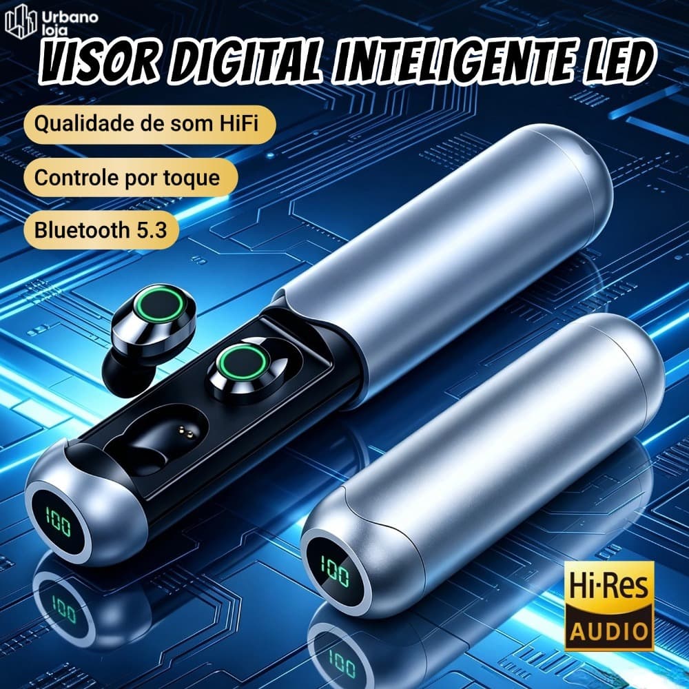 Fones de Ouvido Bluetooth 5.3 Sem Fio - TWS Headset Gamer com Controle Touch e Fones Esportivos-UR