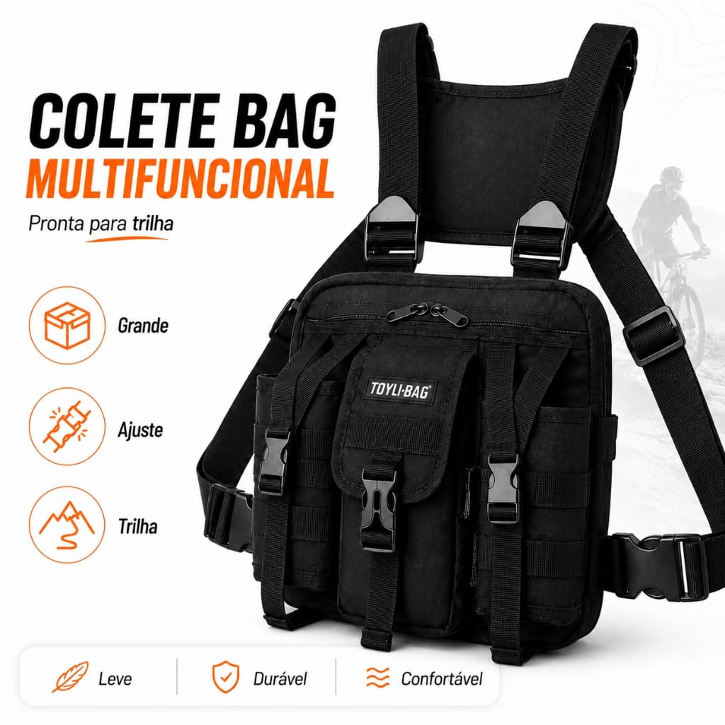 Bolsa de Peito Motoboy Masculina e Unissex – Estilo Colete Peitoral