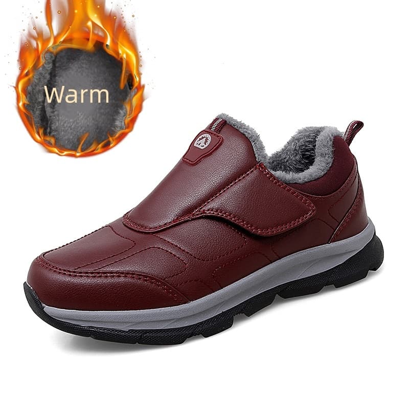 Sapatos De Caminhada Masculinos Quentes De Inverno , Couro PU Com Bico Largo Para Mulheres Casuais Extra Largos Dedos Or